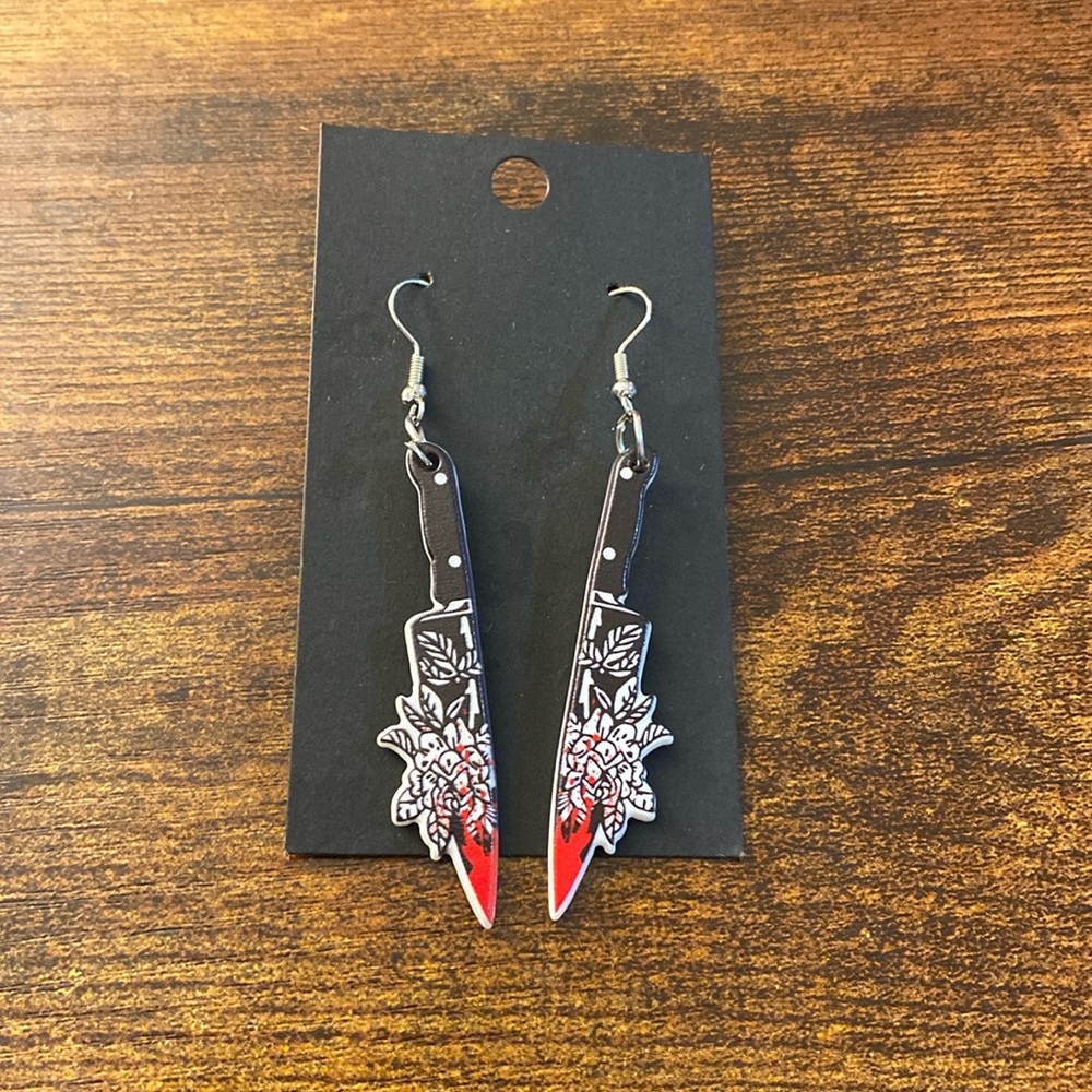 Floral dagger earrings